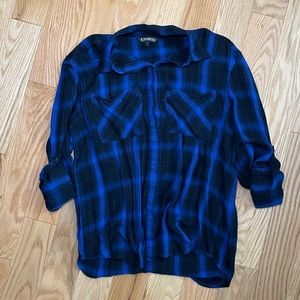 EXPRESS Women Blue Portofino Shirt- XS